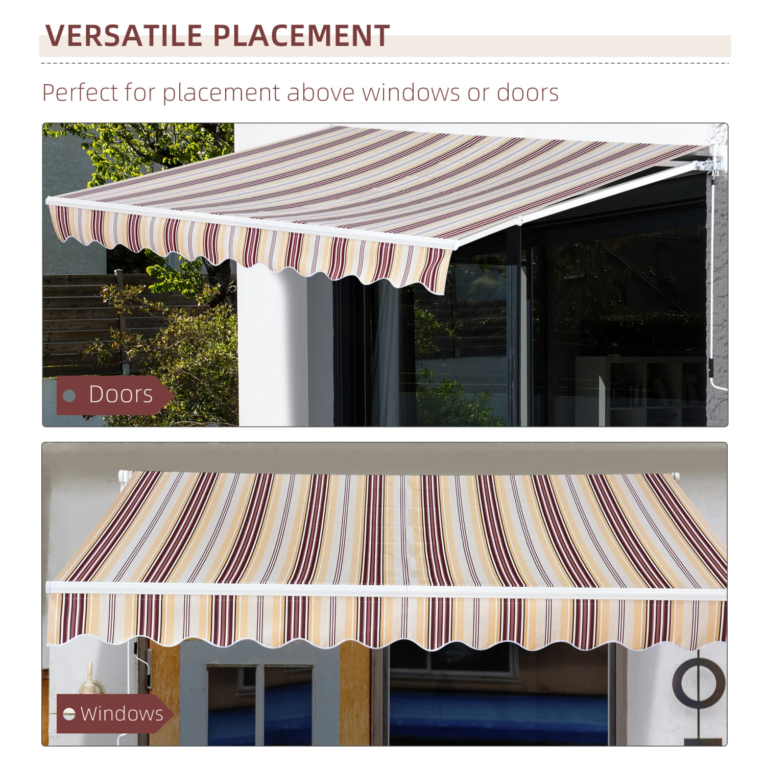 Outsunny 13' X 8' Retractable Awning, Patio Awnings, Sunshade Shelter With Manual Crank Handle, 280g/m² UV & Water-Resistant Fabric And Aluminum Frame For Deck, Balcony, Yard, Red 5 Outsunny 13' X 8' Retractable Awning, Patio Awnings, Sunshade Shelter With Manual Crank Handle, 280g/m² UV & Water-Resistant Fabric And Aluminum Frame For Deck, Balcony, Yard, Red - Image 5