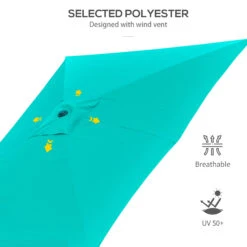 Outsunny 6.5' X 10' Rectangular Market Umbrella, Patio Outdoor Table Umbrella With Crank And Push Button Tilt, Teal 14 Outsunny 6.5' X 10' Rectangular Market Umbrella, Patio Outdoor Table Umbrella With Crank And Push Button Tilt, Teal -Outsunny XHMb101815d9705b1