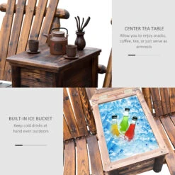 Outsunny Wooden Double Adirondack Chair Loveseat With Inset Ice Bucket, Rustic Aesethic, & Weather-Resistant Materials 18 Outsunny Wooden Double Adirondack Chair Loveseat With Inset Ice Bucket, Rustic Aesethic, & Weather-Resistant Materials -Outsunny XQ088c17f912c5f69