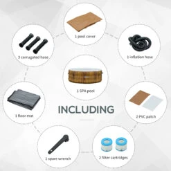 Outsunny 4 Person Inflatable Portable Hot Tub, Outdoor Round Heated Spa With 108 Jets, Pump, Cover, Filter Cartridges, Brown -Outsunny XTJ3d617fae7c2d25