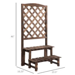 Outsunny Outdoor Plant Stand, Wooden Tiered Plant Shelf With Trellis For Climbing Vines, Ladder Flower Pot Display Stand For Patio Garden Balcony Living Room -Outsunny Xatc1717fe7fbef83