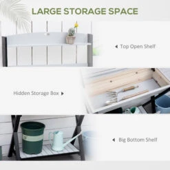 Outsunny Garden Potting Bench Table With Hidden Storage Box, Wood Outdoor Work Station With Open Top And Lower Shelf -Outsunny Xif00d17ed344b79e