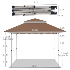Outsunny 12' X 12' Pop Up Canopy Tent With Netting And Carry Bag, Instant Sun Shelter With 137 Sq.ft Shade, Tents For Parties, Height Adjustable, For Outdoor, Garden, Patio, Brown -Outsunny Xirc1718746780e02