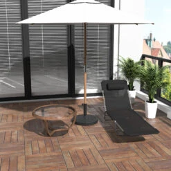 Outsunny Folding Patio Lounge Chair, Chaise Pool Chair, Outdoor Sun Tanning Chair With Pillow, Reclining Back, Steel Frame & Breathable Mesh For Beach, Yard, Black -Outsunny XnG75618162b21840