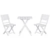 Outsunny 3-Piece Pine Wood Bistro Set, Foldable Patio Furniture With 2 Folding Chairs And Square Coffee Table, Slatted Finish, For Backyard, Balcony, Deck, White