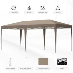 Outsunny 19' X 10' Outdoor Gazebo Pop Up Canopy Party Tent With Carrying Bag, Coffee 14 Outsunny 19' X 10' Outdoor Gazebo Pop Up Canopy Party Tent With Carrying Bag, Coffee -Outsunny Xusb1018447f5f795