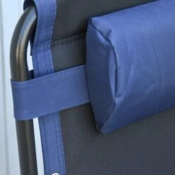 Outsunny Foldable Outdoor Lounge Chair With Footrest, Oversized Padded Zero Gravity Lounge Chair With Headrest, Cup Holders, Armrests, For Camping, Lawn, Garden, Pool, Blue -Outsunny Xw957217e6831d5eb