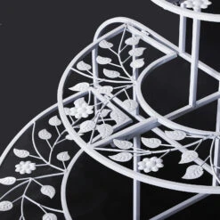 Outsunny 3' 3 Tier Metal Butterfly And Leaf Outdoor Potted Plant Stand - White -Outsunny Y11b9517e66fa8cd9