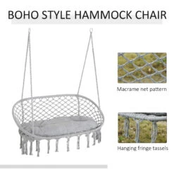 Outsunny Hammock Chair Cotton Rope Porch With Cushion For Indoor Outdoor Using -Outsunny Y5qb1017fc011f0ac