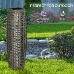 Outsunny Solar Floor Lamp, Outdoor Garden Lantern Pathway Light & Decorative Driveway Lighting With Auto On/Off LED Lights For Porch, Yard, Lawn, Courtyard, Deck, Gray -Outsunny Y7g7561860aa1e476