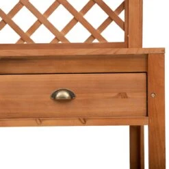 Outsunny Garden Potting Bench, Outdoor Wooden Workstation Table W/ Metal Screen, Drawer, Hooks, Storage Shelf, And Lattice Back For Patio, Backyard And Porch 27 Outsunny Garden Potting Bench, Outdoor Wooden Workstation Table W/ Metal Screen, Drawer, Hooks, Storage Shelf, And Lattice Back For Patio, Backyard And Porch -Outsunny Y8we7917e681f91e7