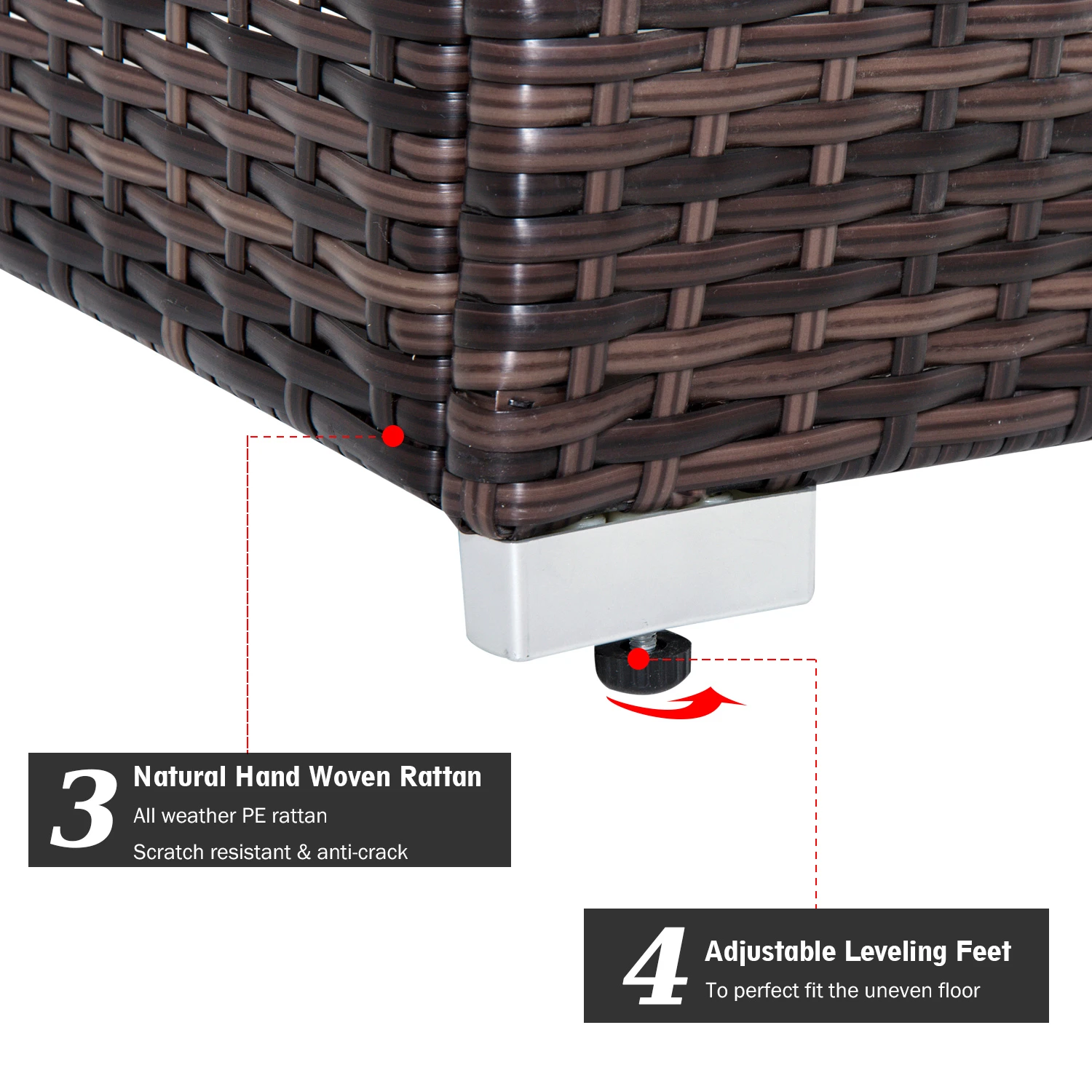 Outsunny 5-Piece Outdoor Sectional Furniture, Patio Wicker Couch, All-Weather PE Rattan Sofa Set With Cushions, Pillows, Glass Coffee Table For Garden, Backyard, Cream White 10 Outsunny 5-Piece Outdoor Sectional Furniture, Patio Wicker Couch, All-Weather PE Rattan Sofa Set With Cushions, Pillows, Glass Coffee Table For Garden, Backyard, Cream White - Image 10