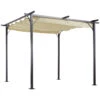 Outsunny 10' X 10' Outdoor Retractable Pergola Canopy, Metal Patio Shade Shelter For Backyard, Porch Party, Garden, Grill Gazebo, Beige