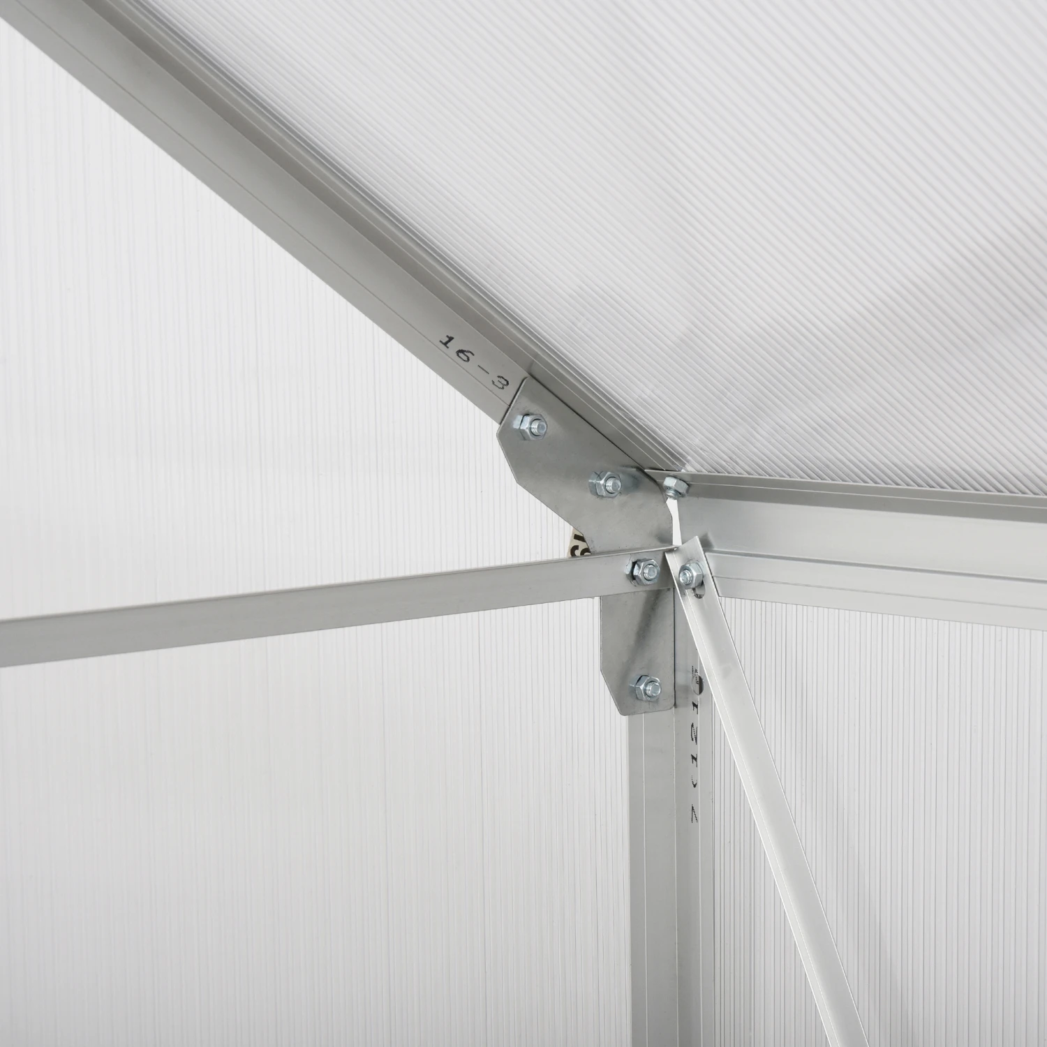 Outsunny 6' X 4' Hobby Greenhouse, Walk-in Polycarbonate Hot House Kit With Aluminum Frame, Sliding Door, Roof Vent, Silver 8 Outsunny 6' X 4' Hobby Greenhouse, Walk-in Polycarbonate Hot House Kit With Aluminum Frame, Sliding Door, Roof Vent, Silver - Image 8