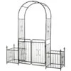 Outsunny 86" Garden Arbor Arch Gate With Trellis Sides For Climbing Plants, Wedding Ceremony Decorations, Grape Vines With Locking Doors, Planter Baskets, Flourishes & Arrow Tips, Black