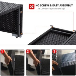 Outsunny 7 Piece Outdoor Patio Furniture Set, PE Rattan Wicker Sectional Sofa Set With Buckling Couch Cushions, Throw Pillows & Coffee Table, Dark Brown, Beige, Orange -Outsunny YVV1d017e697b654c