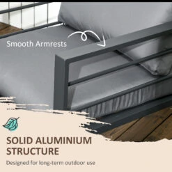 Outsunny Patio Furniture Set 4 Pieces, Outdoor Conversation Set With Water-Resistant Cushions, Coffee Table, 3-Seater Sofa, 2 Chairs For Backyard Porch, Poolside, Balcony, Gray -Outsunny YXtb1018638b1af8a