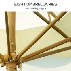 Outsunny 9' Patio Umbrella With Push Button Tilt And Crank, Double Top Ruffled Outdoor Market Table Umbrella With 8 Ribs, For Garden, Deck, Pool, Cream White -Outsunny Yc98041897186fc62