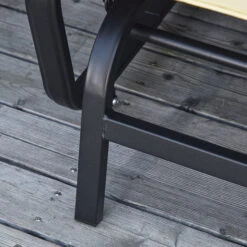 Outsunny Patio Glider Bench With Padded Cushions And Armrests, Outdoor 2-Person Swing Rocking Chair Loveseat With Sturdy Frame, Beige -Outsunny YpP3d618063e0c123