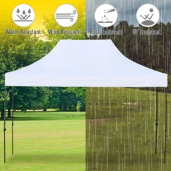 Outsunny 9.7' X 14.5' Folding Gazebo Steel Canopy Party Tent With Pulling Bag - White -Outsunny Yutb5b17e6ba0b77c