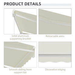 Outsunny 10' X 8' Electric Awning, Retractable Awning, UV Protection Sun Shade Shelter With Remote Controller And Manual Crank Handle For Deck, Balcony, Yard, Cream -Outsunny Z1s7561865f2d1571