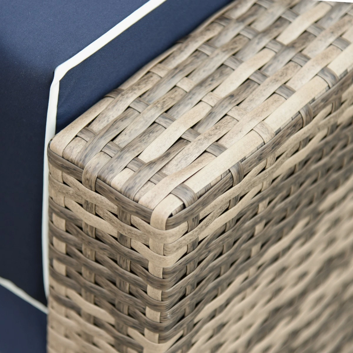 Outsunny 7-Piece Outdoor Wicker Patio Sofa Set, Modern Rattan Conversation Furniture Set With Cushions, Pillows And Tea Table - Blue 16 Outsunny 7-Piece Outdoor Wicker Patio Sofa Set, Modern Rattan Conversation Furniture Set With Cushions, Pillows And Tea Table - Blue - Image 16