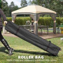 Outsunny 10' X 10' Pop Up Canopy Tent With Netting, Instant Tents For Parties, Height Adjustable, With Wheeled Carry Bag And 4 Sand Bags For Outdoor, Garden, Patio, Beige 12 Outsunny 10' X 10' Pop Up Canopy Tent With Netting, Instant Tents For Parties, Height Adjustable, With Wheeled Carry Bag And 4 Sand Bags For Outdoor, Garden, Patio, Beige -Outsunny ZJga09187e52ea6df