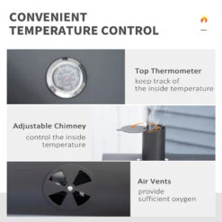 Outsunny 48" Charcoal BBQ Grill And Smoker Combo With Adjustable Height, Portable, Folding Shelves, Thermometer, Bottle Opener, And Wheels -Outsunny ZQw88c18062da901f