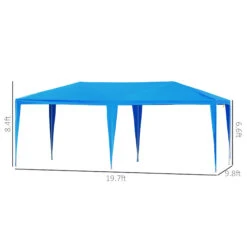 Outsunny Large 10' X 20' Gazebo Canopy Party Tent With 4 Removable Window Side Walls,Wedding, Picnic Outdoor Events - Blue -Outsunny ZS3c1717fe80103ee