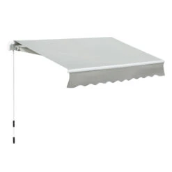 Outsunny 8' X 7' Retractable Sunshade Awning For The Patio With Easy Crank Design & Hardware Included, Gray