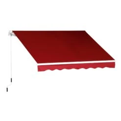 Outsunny 8' X 7' Manual Retractable UV Protentant Sun Shade Patio Awning - Red
