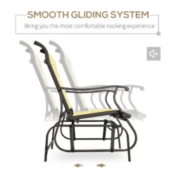 Outsunny 2-Person Outdoor Glider Bench，Patio Glider Loveseat Chair With Powder Coated Steel Frame，2 Seats Porch Rocking Glider For Backyard, Lawn, Garden And Porch, Beige -Outsunny Ziia0918150c01e8a