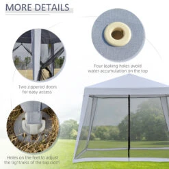 Outsunny 10'x10' Outdoor Party Tent Canopy With Mesh Sidewalls, Patio Gazebo Sun Shade Screen Shelter, Grey -Outsunny ZkIb1018162b3d5d4