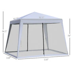 Outsunny 10'x10' Outdoor Party Tent Canopy With Mesh Sidewalls, Patio Gazebo Sun Shade Screen Shelter, Grey -Outsunny Zp9c1718162b3d5d4