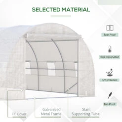 Outsunny Steel Frame Walk-In Tunnel Greenhouse Garden Warm House Large Hot House Kit With Windows & Door, 19' X 10' X 7', White -Outsunny ZrQa09188c3b87495