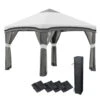 Outsunny 10' X 10' Pop Up Canopy Tent With Netting, Instant Tents For Parties, Height Adjustable, With Wheeled Carry Bag And 4 Sand Bags For Outdoor, Garden, Patio, Gray