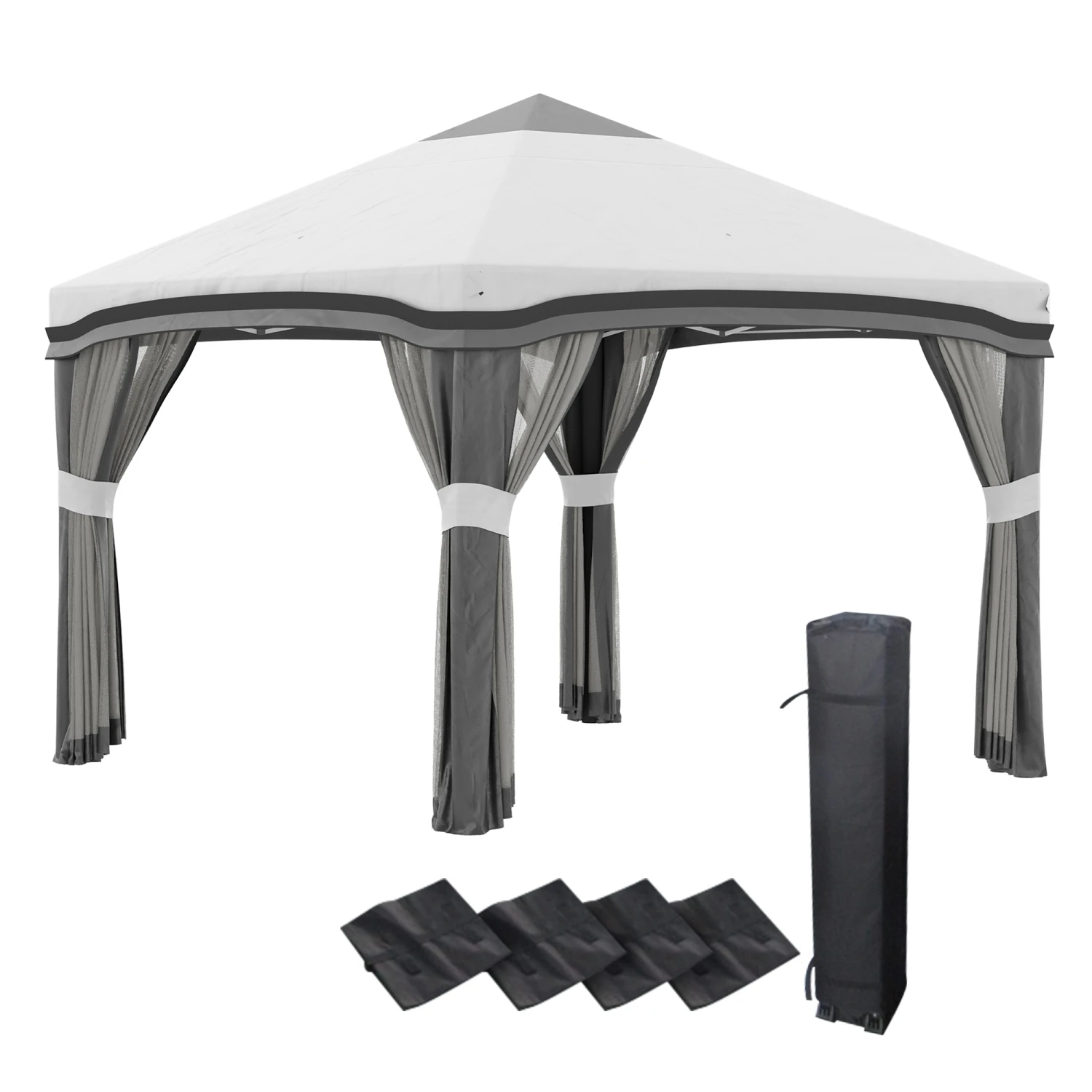 Outsunny 10' X 10' Pop Up Canopy Tent With Netting, Instant Tents For Parties, Height Adjustable, With Wheeled Carry Bag And 4 Sand Bags For Outdoor, Garden, Patio, Gray 1 Outsunny 10' X 10' Pop Up Canopy Tent With Netting, Instant Tents For Parties, Height Adjustable, With Wheeled Carry Bag And 4 Sand Bags For Outdoor, Garden, Patio, Gray