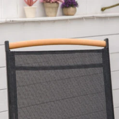 Outsunny 5 Piece Outdoor Furniture Patio Dining Set For 4, Square Outdoor Dining Table, Adjustable Reclining Folding Chairs, Black -Outsunny a5J3d617f49305a67