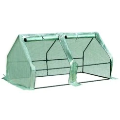 Outsunny 5.9’ L X 3.0’ W X 3.0’ H Portable Mini Greenhouse - 2 Large Zipper Doors Garden Planter