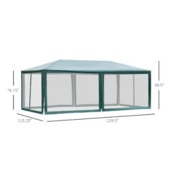 Outsunny 20' X 10' Outdoor Party Tent Gazebo Wedding Canopy With Removable Mesh Sidewalls, Green -Outsunny a6jc171813ec2f5ba