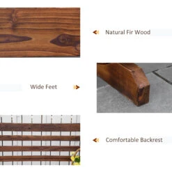 Outsunny Wooden Wagon Wheel Bench, 3-Person Rustic Slatted Seat, Outdoor Patio Furniture, Brown -Outsunny a6mb1017f2768d0a0