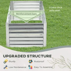 Outsunny Galvanized Raised Garden Bed, Steel Outdoor Planters With Reinforced Rods, 71'' X 36'' X 23'', Silver -Outsunny aDY88c185130530dc