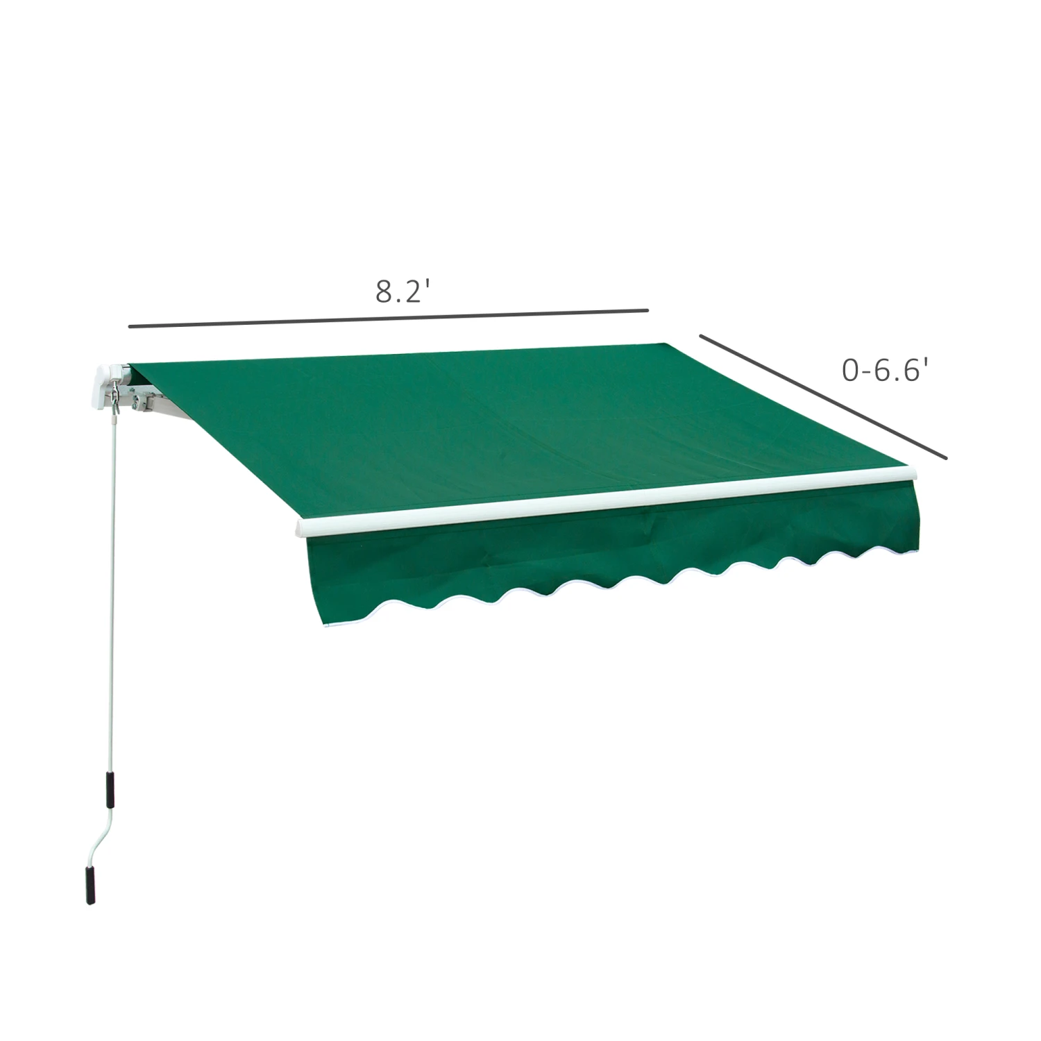 Outsunny 8' X 7' Manual Retractable Anti-UV Sun Shade Patio Awning With Hand Crank- Green 3 Outsunny 8' X 7' Manual Retractable Anti-UV Sun Shade Patio Awning With Hand Crank- Green - Image 3