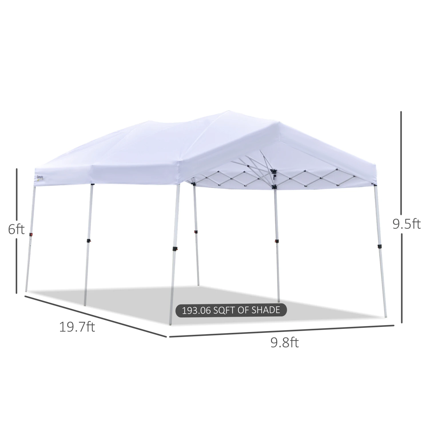 Outsunny 20' X 10' Outdoor Pop Up Canopy Tent Gazebo With 3-Level Adjustable Legs, Roller Bag, & UV-Fighting Canopy 3 Outsunny 20' X 10' Outdoor Pop Up Canopy Tent Gazebo With 3-Level Adjustable Legs, Roller Bag, & UV-Fighting Canopy - Image 3