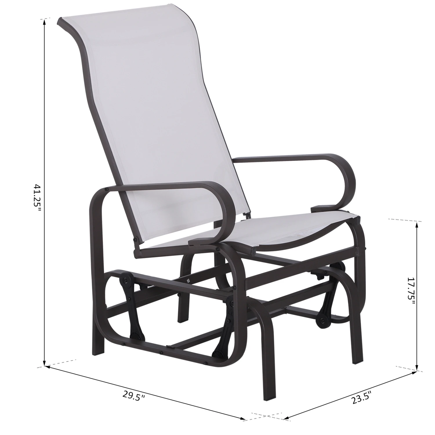 Outsunny Gliding Lounger Chair, Outdoor Swinging Chair With Smooth Rocking Arms And Lightweight Construction For Patio Backyard, Beige 3 Outsunny Gliding Lounger Chair, Outdoor Swinging Chair With Smooth Rocking Arms And Lightweight Construction For Patio Backyard, Beige - Image 3