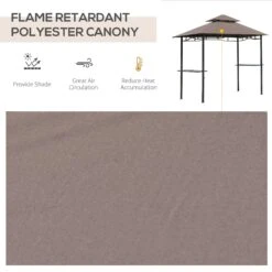 Outsunny 8' Patio BBQ Grill Gazebo Canopy With 2 Tier, Flame Retardant Cover, Large Storage Work Platform And Stylish Utility -Outsunny aXPb1017fe7fb0a5b