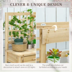 Outsunny Potting Bench Table, Garden Work Bench, Outdoor Wooden Workstation With Tiers Of Shelves And Drawer For Patio, Courtyards, Balcony, Natural -Outsunny aXT88c17f2768c460
