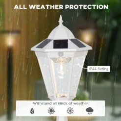 Outsunny 22" Outdoor Solar Lamp Post Light, All Weather Protection, For Backyard, White -Outsunny afra0917fae7c8336