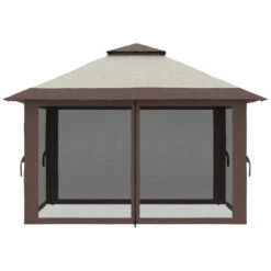 Outsunny 13' X 13' Pop Up Gazebo With Netting, Instant Canopy Tent Shelter With 2-Tier Roof, Wheeled Carry Bag, Water/Sand Bag For Outdoor, Garden, Parties, Beige 17 Outsunny 13' X 13' Pop Up Gazebo With Netting, Instant Canopy Tent Shelter With 2-Tier Roof, Wheeled Carry Bag, Water/Sand Bag For Outdoor, Garden, Parties, Beige -Outsunny ail3d618584736ae2