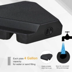 Outsunny Umbrella Stand Fitting 2" Poles And Steel Base With 4 Fillable Plastic Weights, 4 Gal. Capacity Each - Black -Outsunny aq488c18136cf6415